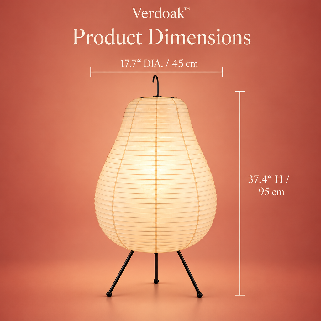 Verdoak™ Akari Pear Paper Floor Lamp dimensions