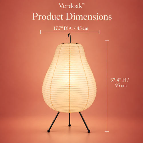 Verdoak™ Akari Pear Paper Floor Lamp dimensions