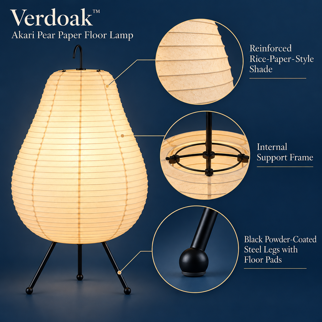 Verdoak™ Akari Pear Paper Floor Lamp materials structure