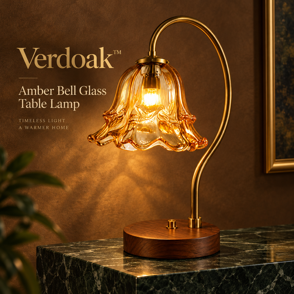 Verdoak™ Amber Bell Glass Table Lamp brand hero