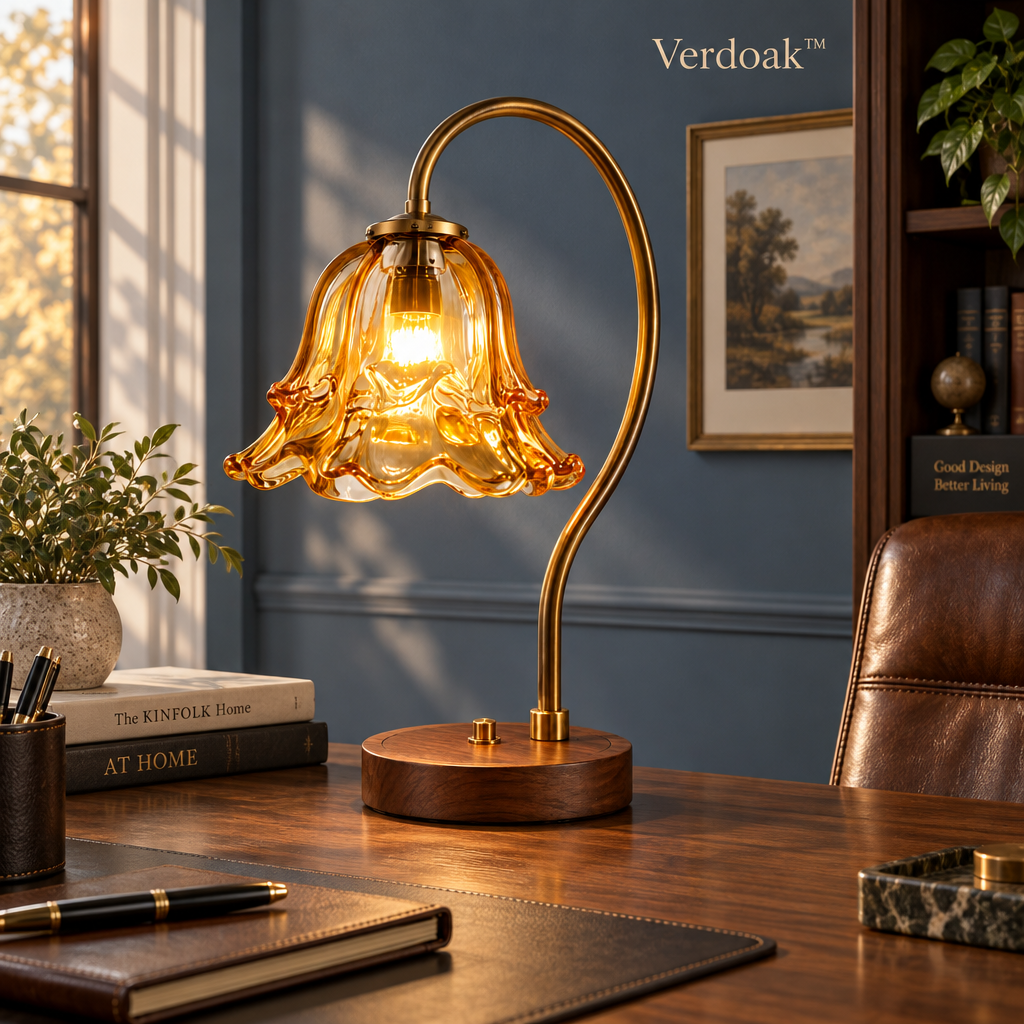 Verdoak™ Amber Bell Glass Table Lamp lifestyle