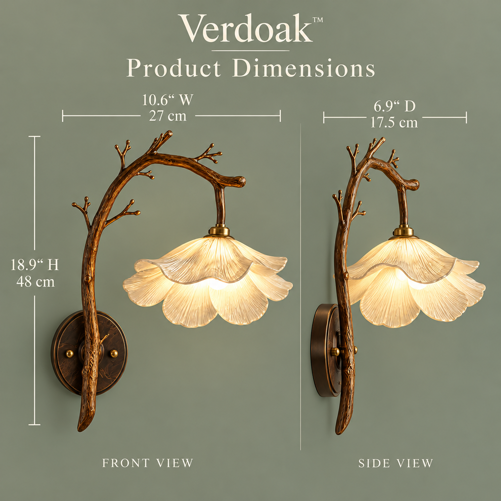 Verdoak™ Branch Petal Wall Sconce dimensions