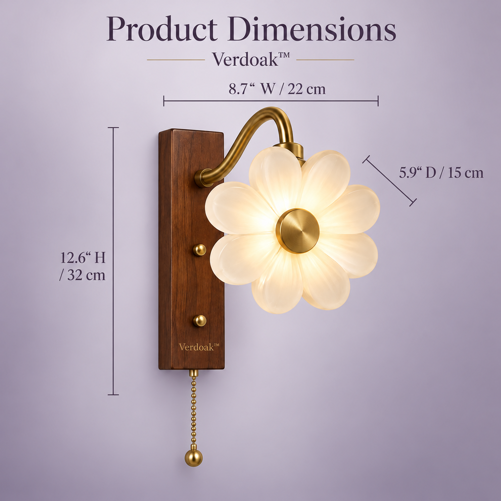 Verdoak™ Daisy Bloom Pull-Chain Wall Sconce dimensions