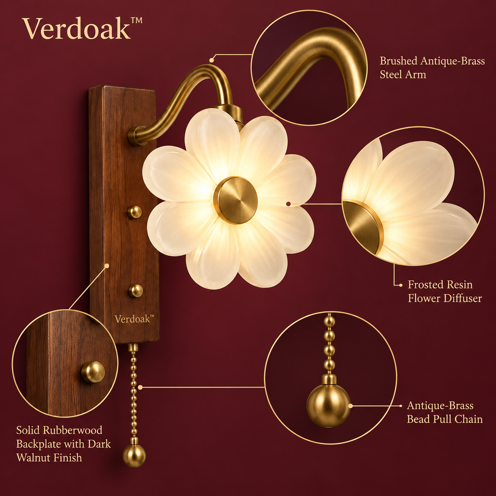 Verdoak™ Daisy Bloom Pull-Chain Wall Sconce materials structure