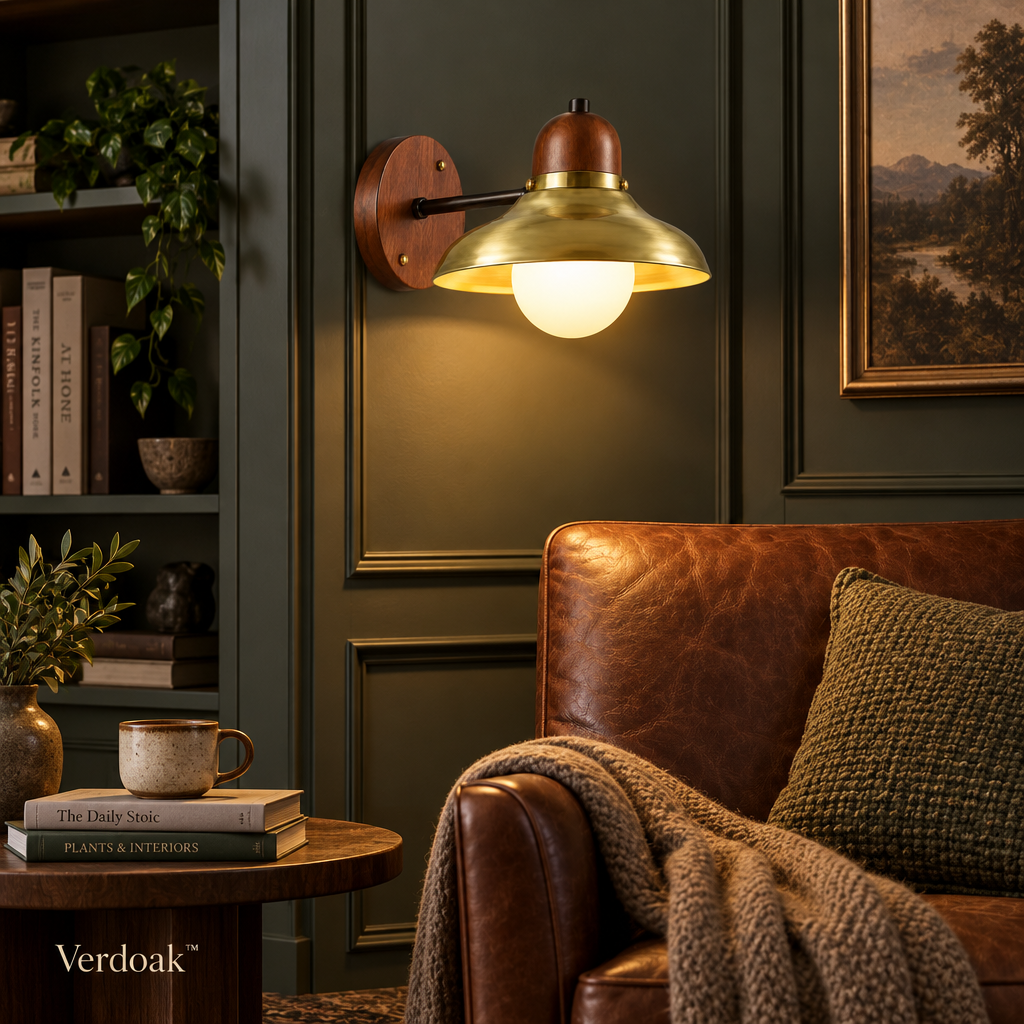 Verdoak™ Heritage Brass Disc Wall Sconce lifestyle