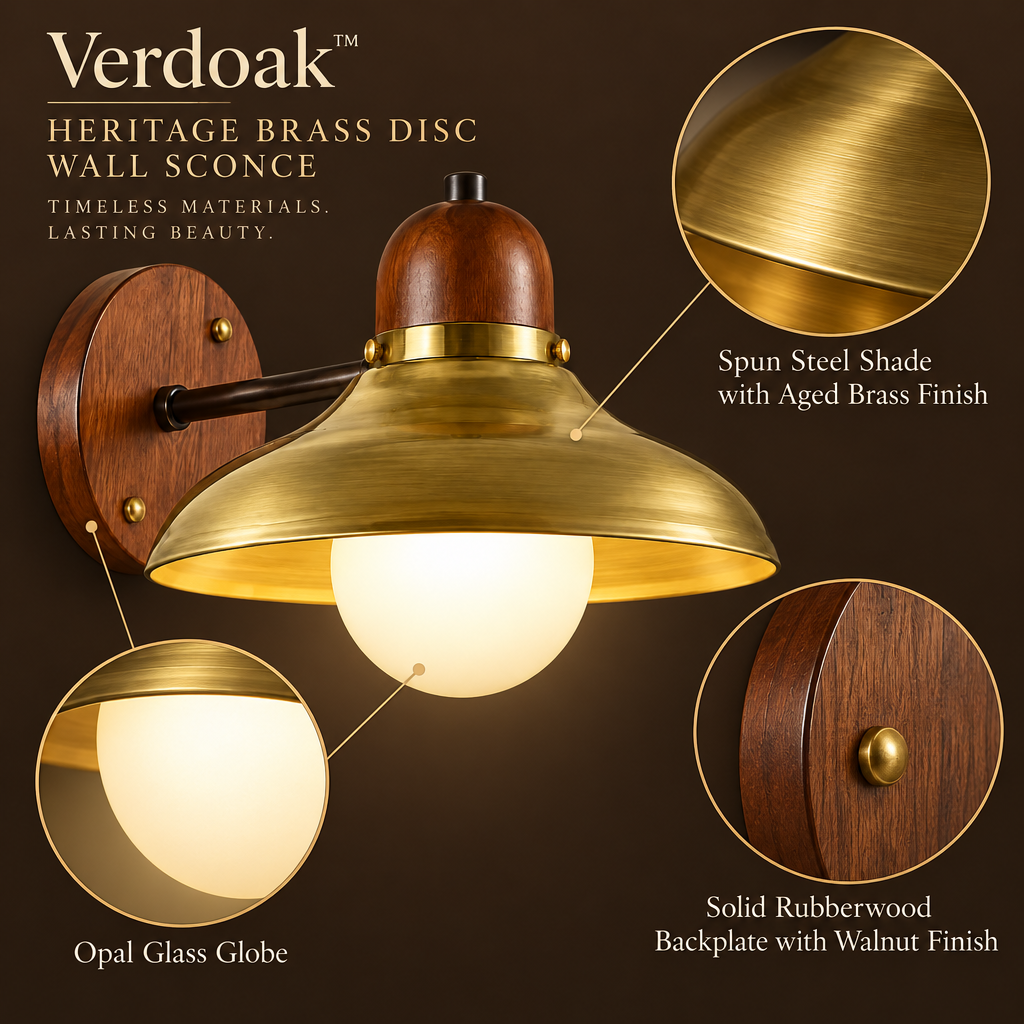 Verdoak™ Heritage Brass Disc Wall Sconce materials structure