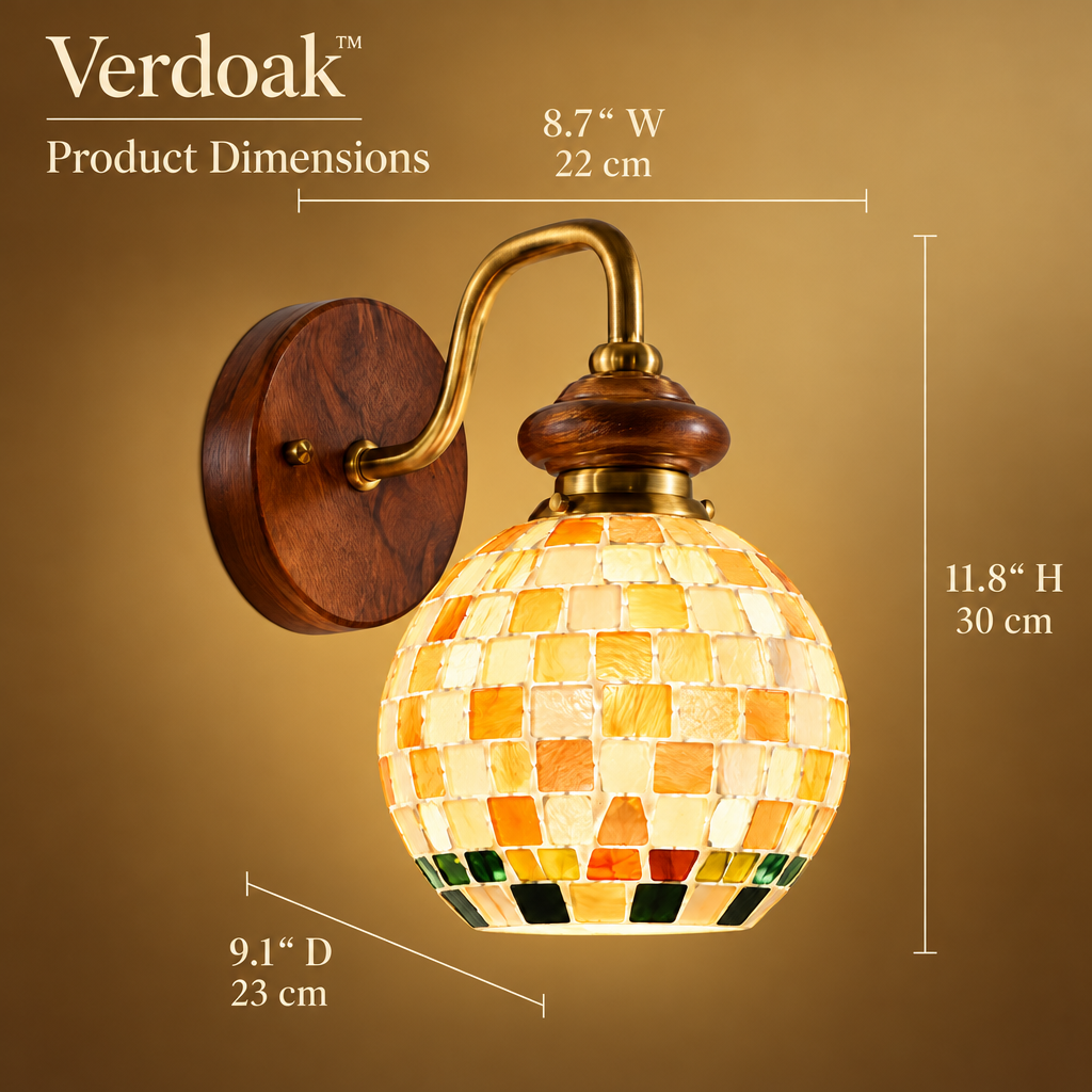 Verdoak™ Mosaic Globe Wall Sconce dimensions