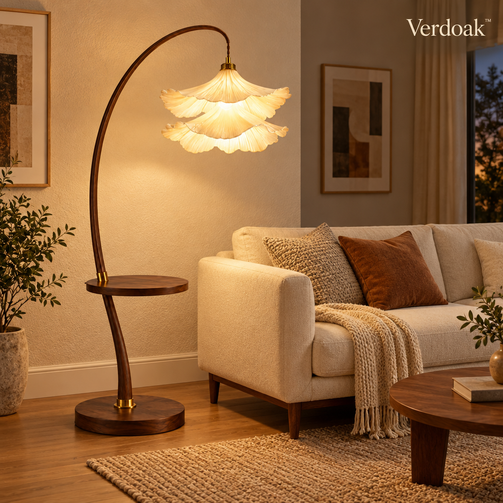 Verdoak™ Petal Arc Floor Lamp with Side Table lifestyle