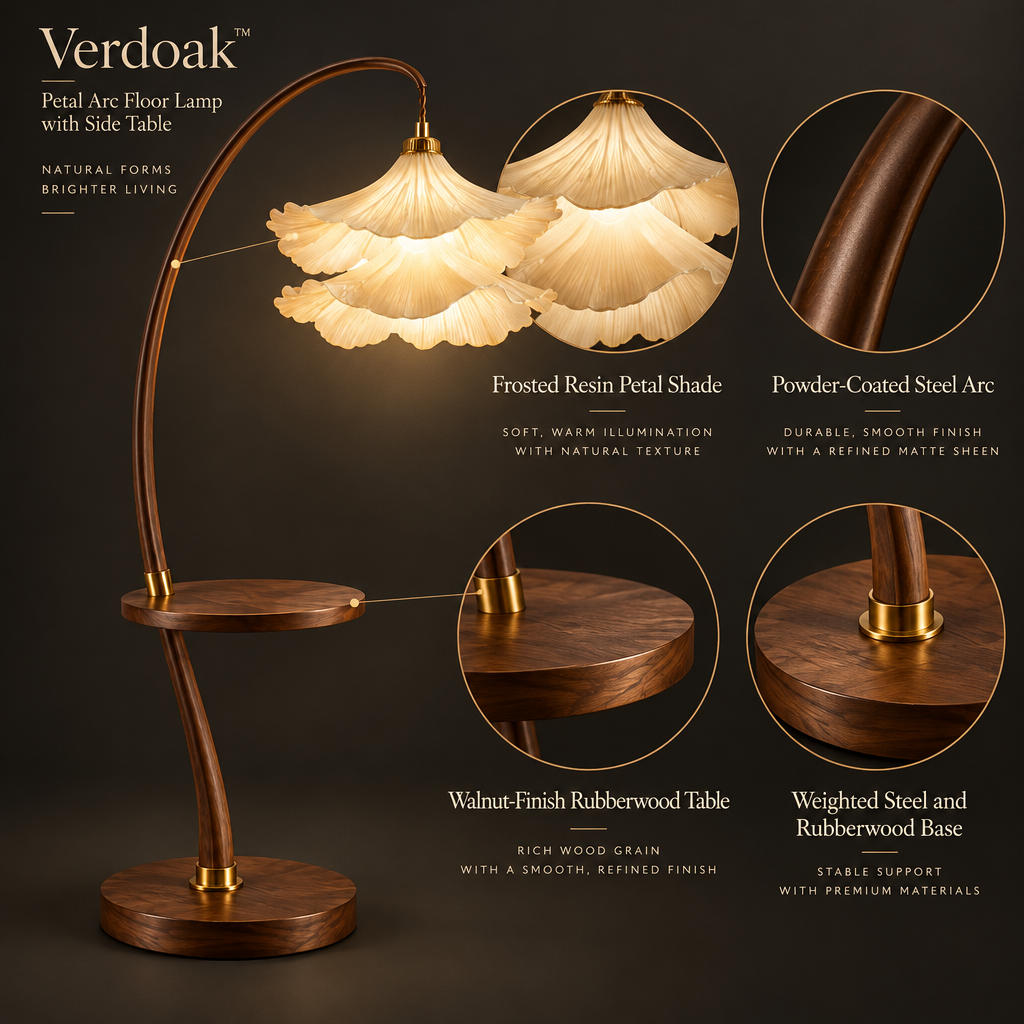 Verdoak™ Petal Arc Floor Lamp with Side Table materials structure