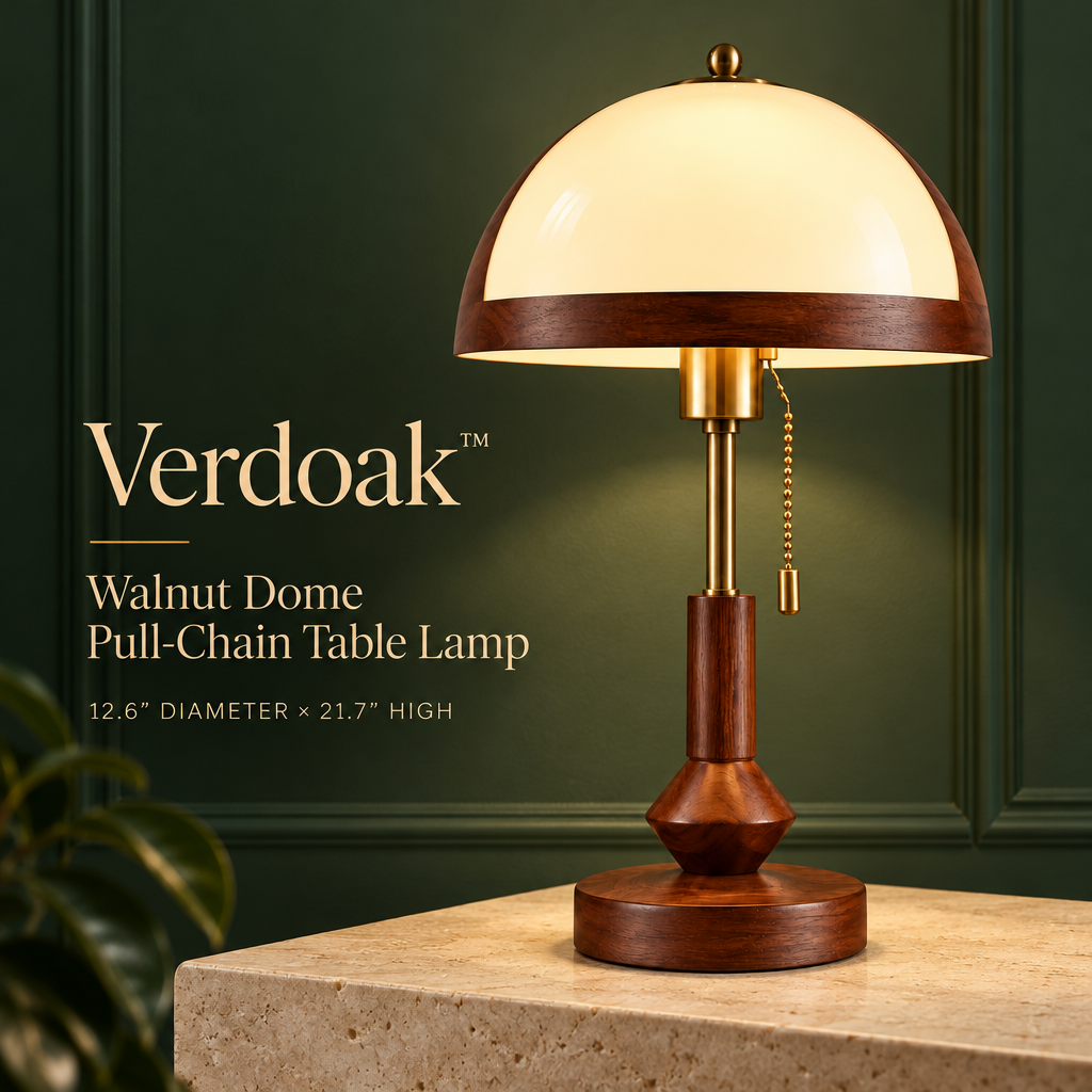 Verdoak™ Walnut Dome Pull-Chain Table Lamp brand hero