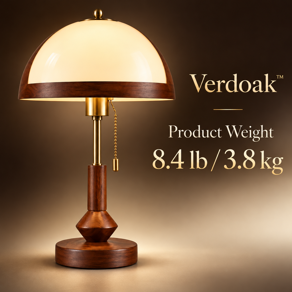 Verdoak™ Walnut Dome Pull-Chain Table Lamp weight