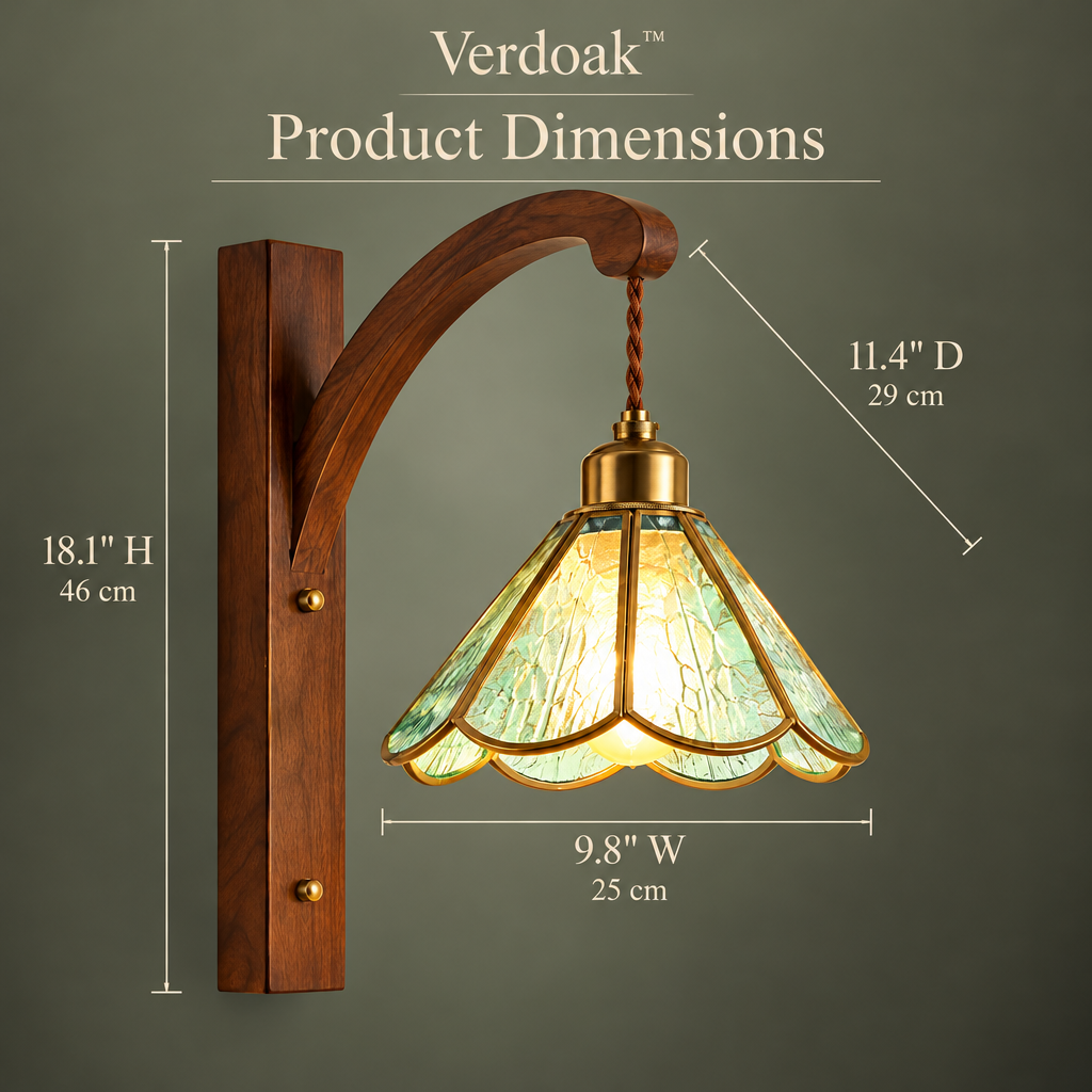 Verdoak™ Willow Leaf Glass Wall Sconce dimensions